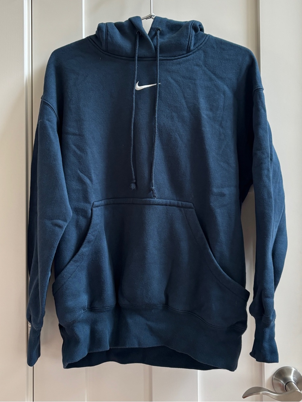 Nike Phoenix Fleece Center Mini Swoosh Oversized Hoodie Navy size XS